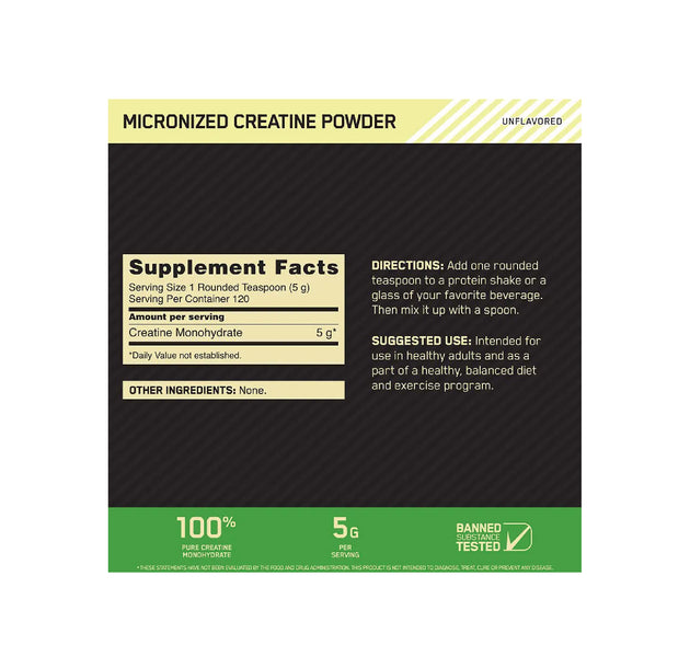 Creatina  Micronized Powder 1.32 Libras 120 servicios Optimum Nutrition