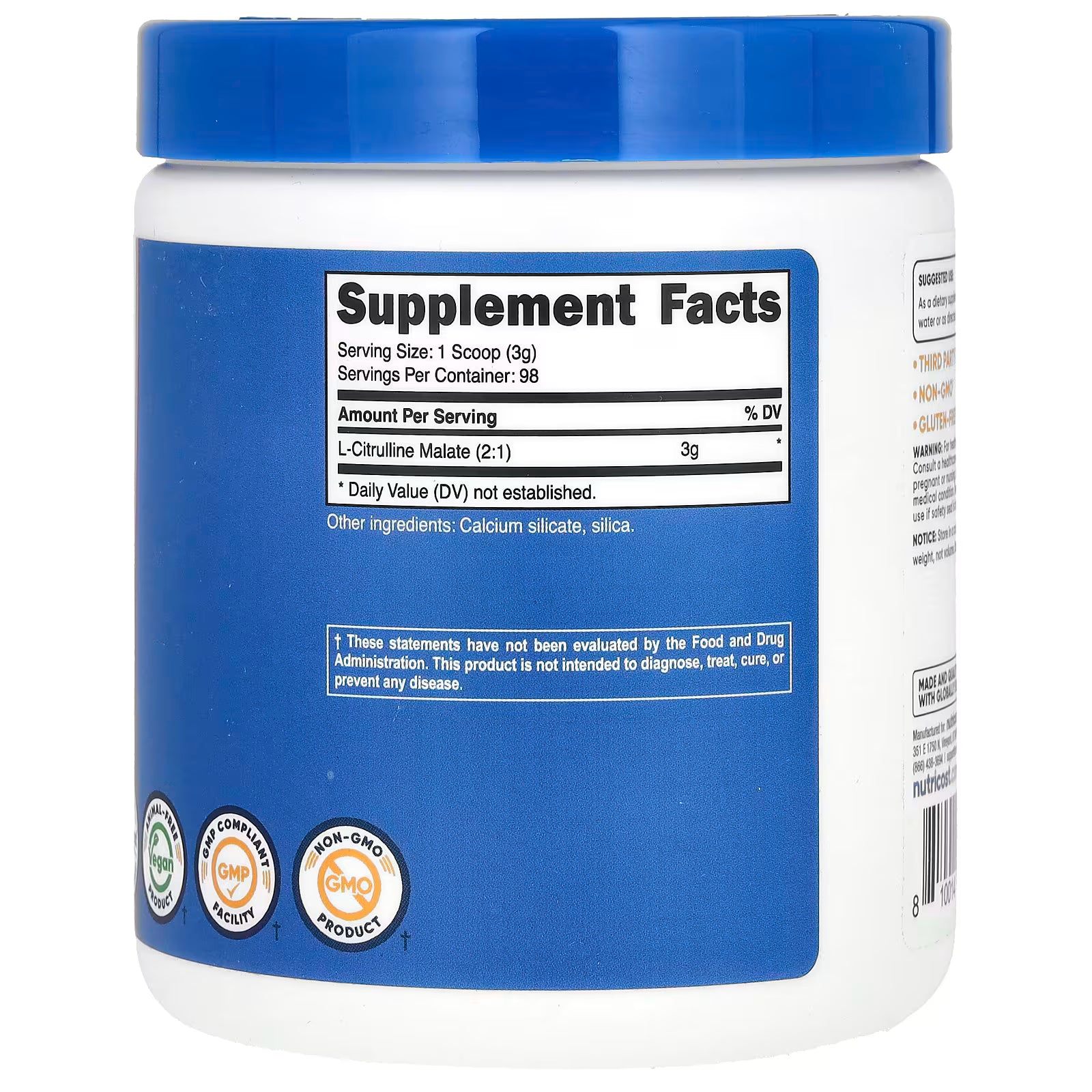 L - Citrulina Malate  - 98 servicios NUTRICOST