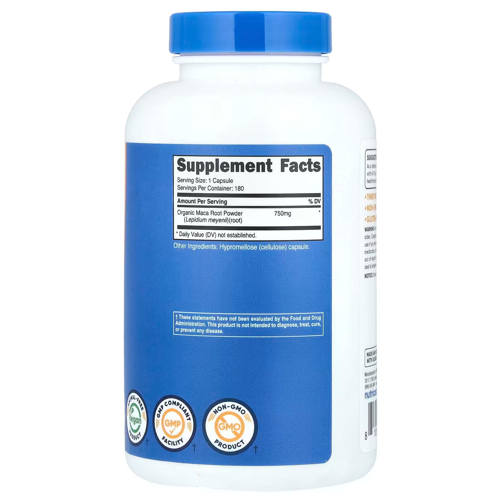 Maca Root 180 Servicios Nutricost