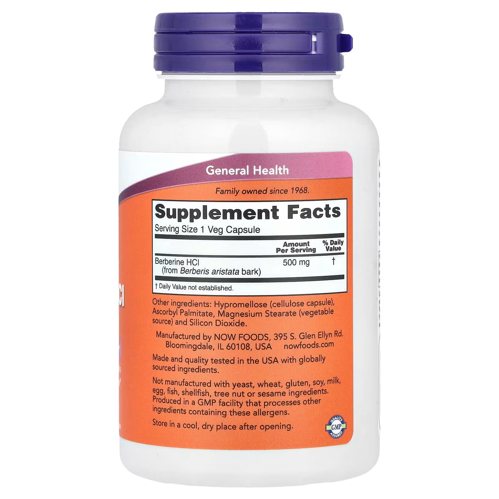 Berberina HCL 500mg 90 Capsulas NOW