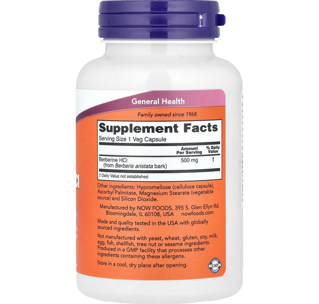Berberina HCL 500mg 90 Capsulas NOW