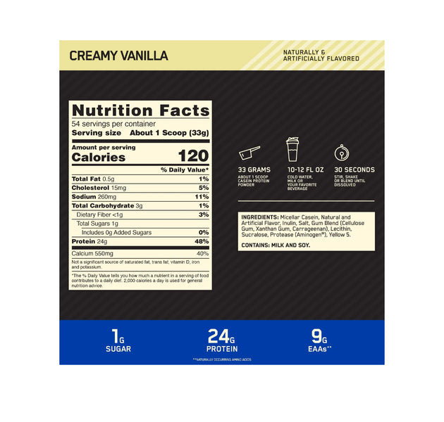 Proteína Gold Standard 100% Casein 4 Libras Optimum Nutrition