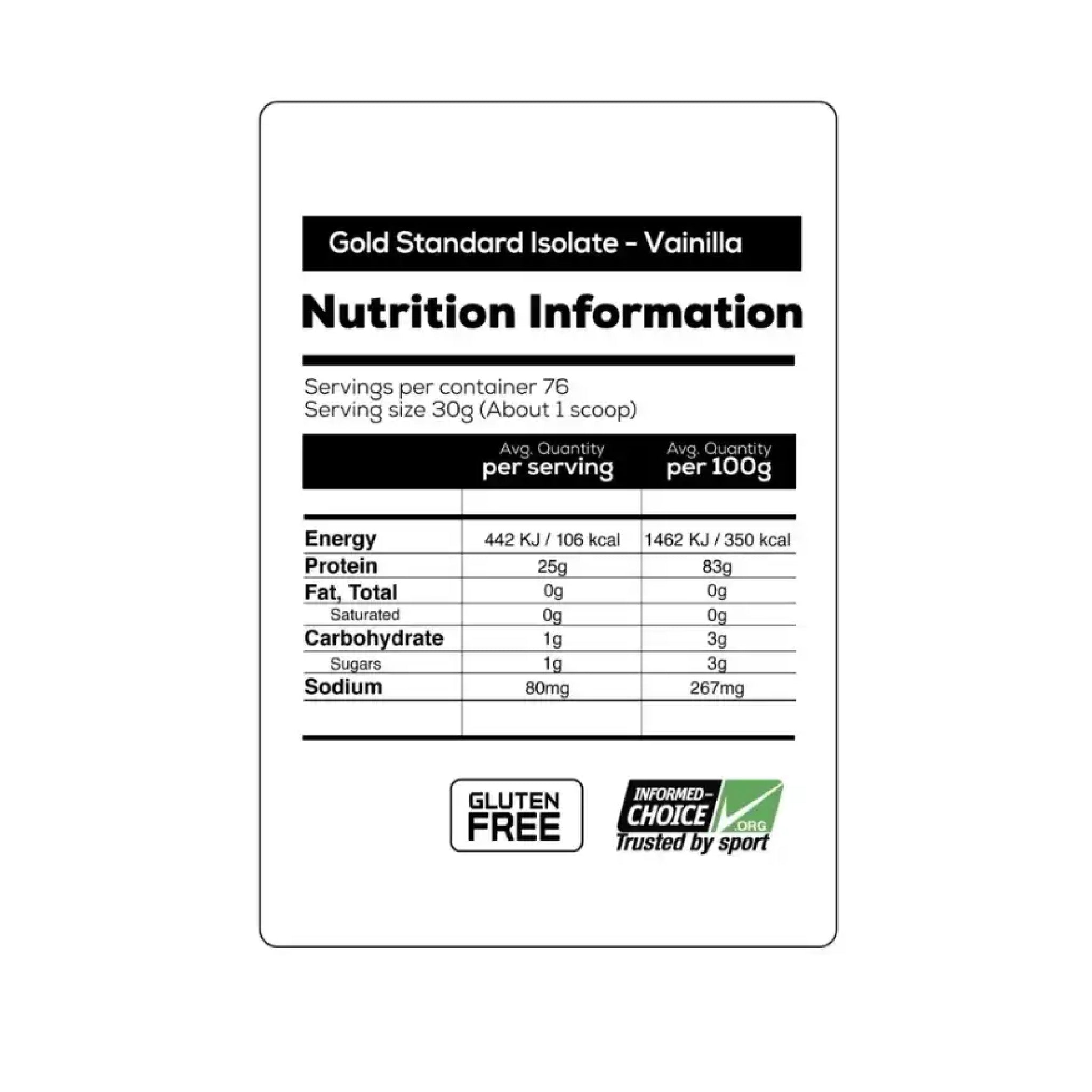 Proteína Gold Standard 100% Isolate 5 Libras Optimum Nutrition