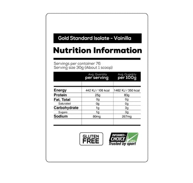 Proteína Gold Standard 100% Isolate 5 Libras Optimum Nutrition