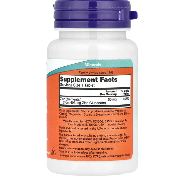 Zinc 50 mg 100 Capsulas NOW
