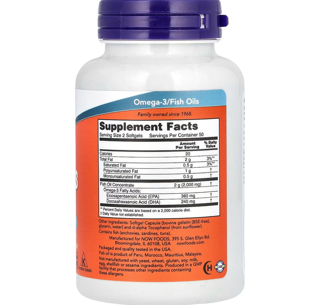 Omega-3 fish oil 100 Capsulas de NOW