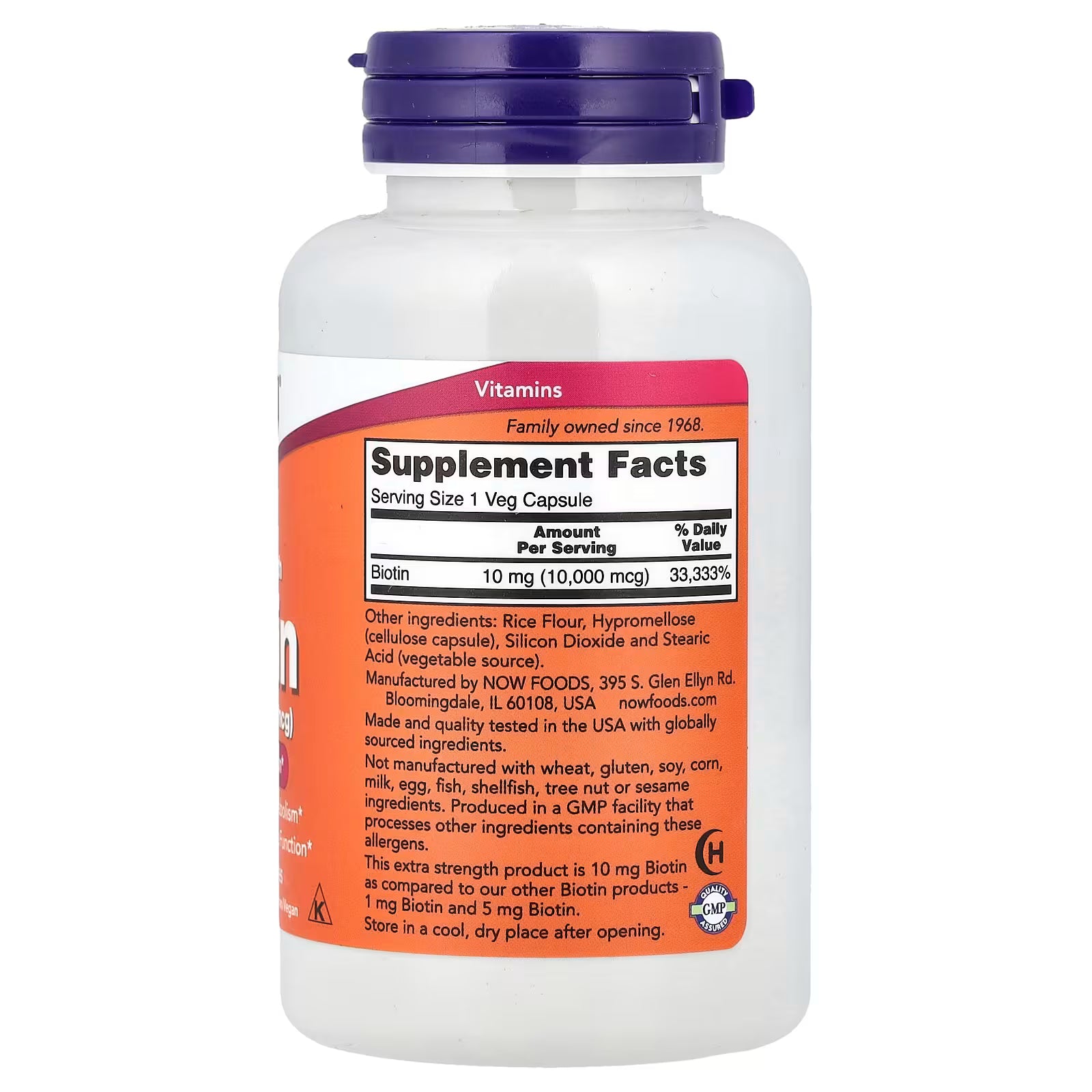 Extra Strength Biotin 10 mg 120 Capsulas NOW