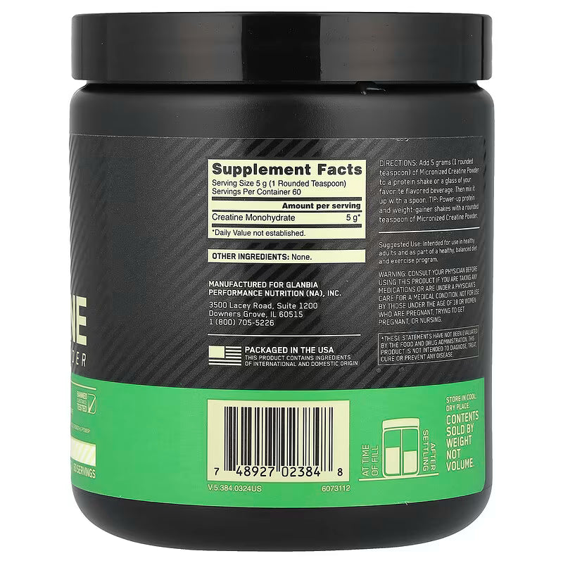 Creatine Micronized - 60 servicios Optimum Nutrition.