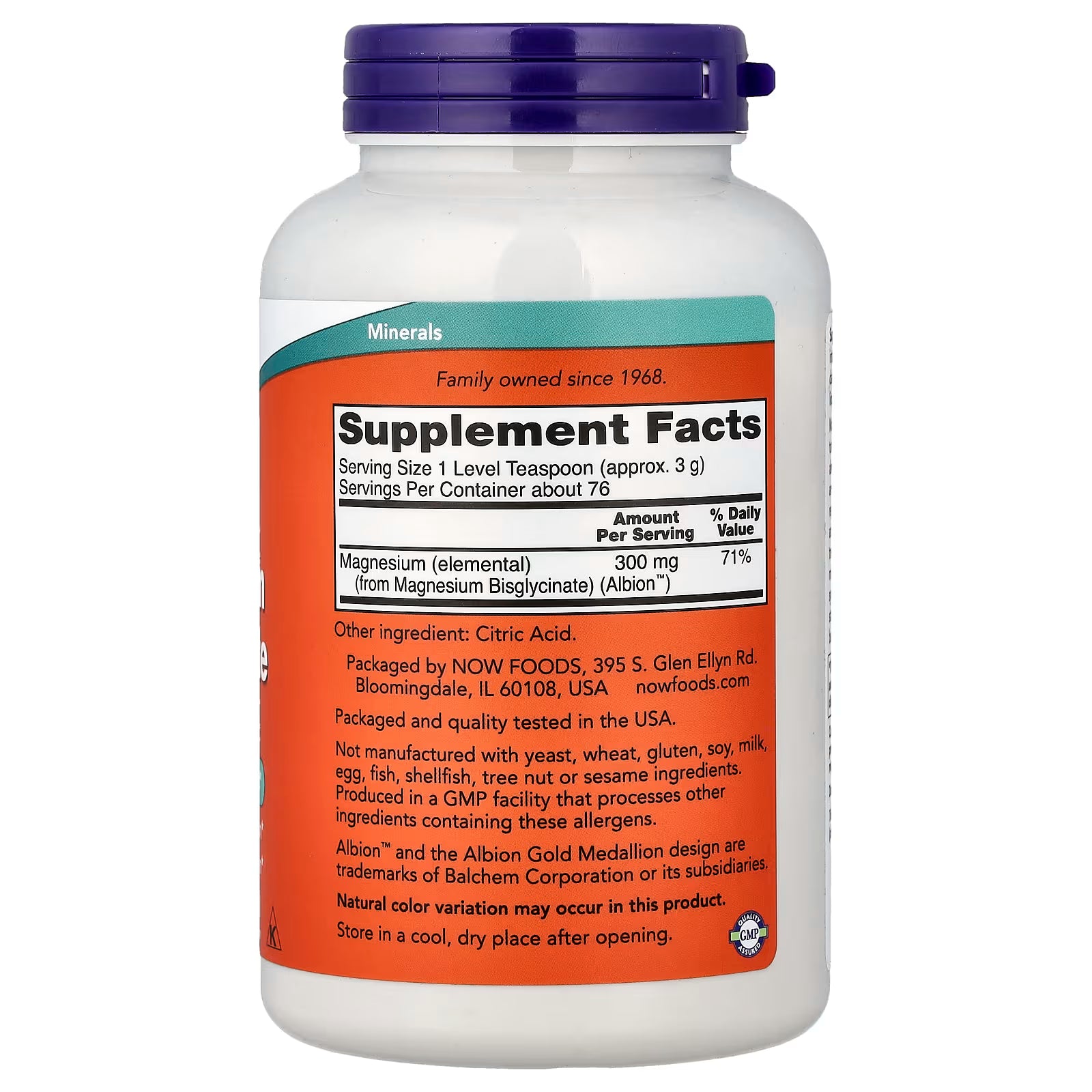 Magnesio Bisglycinate Powder 8 onz NOW