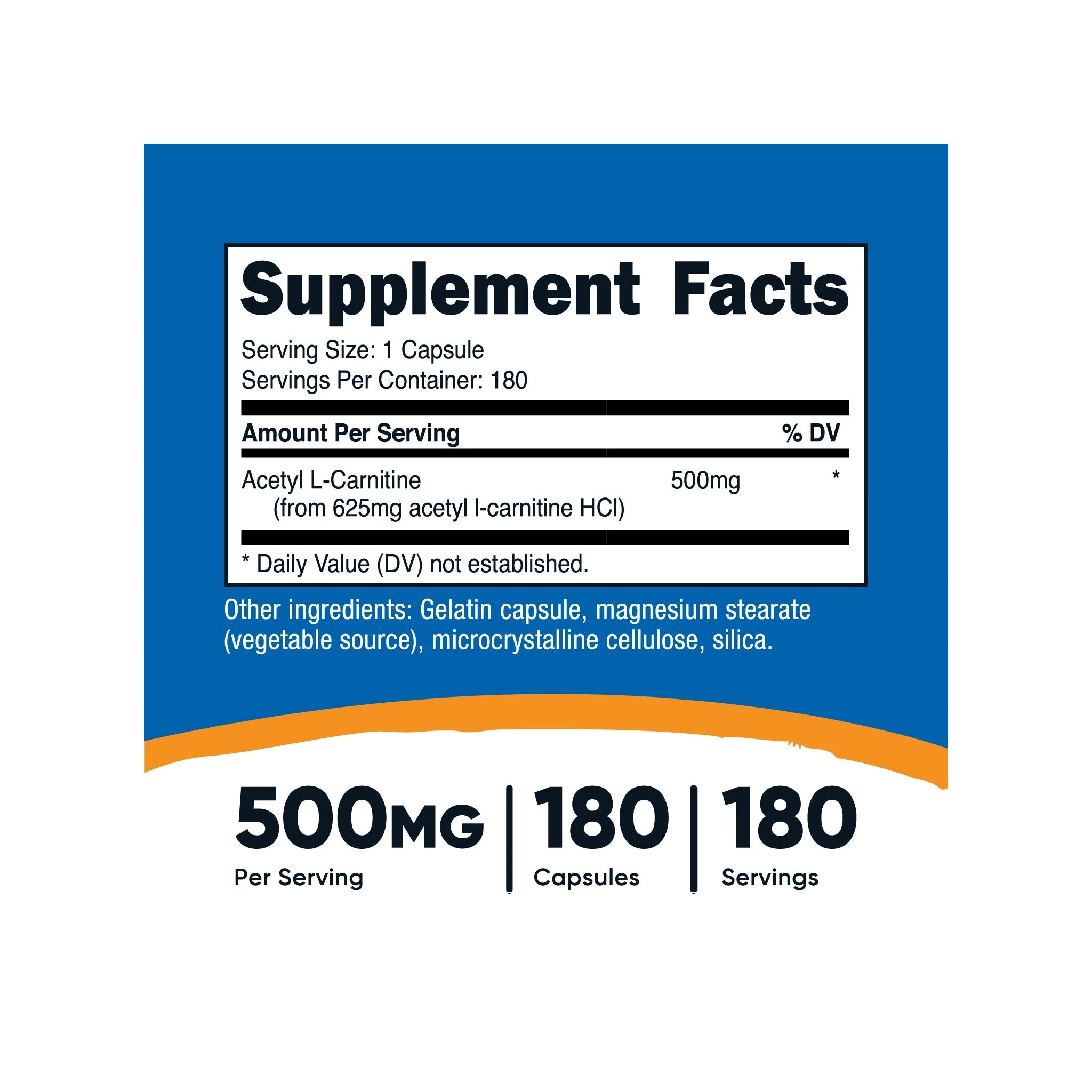 Acetyl L-carnitina 180 Capsulas Nutricost