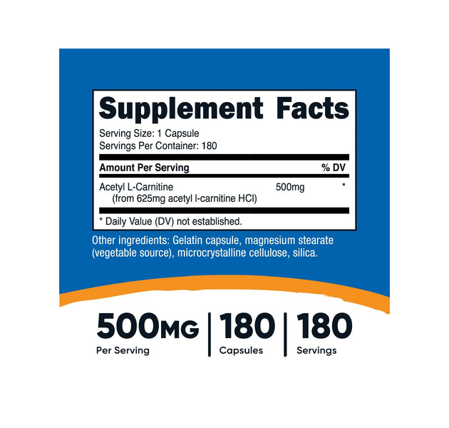 Acetyl L-carnitina 180 Capsulas Nutricost