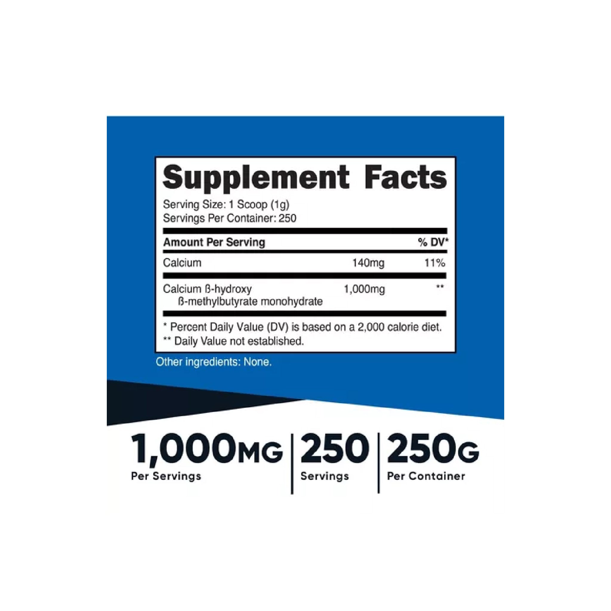 Hmb 1000 mg 250 servicios Nutricost