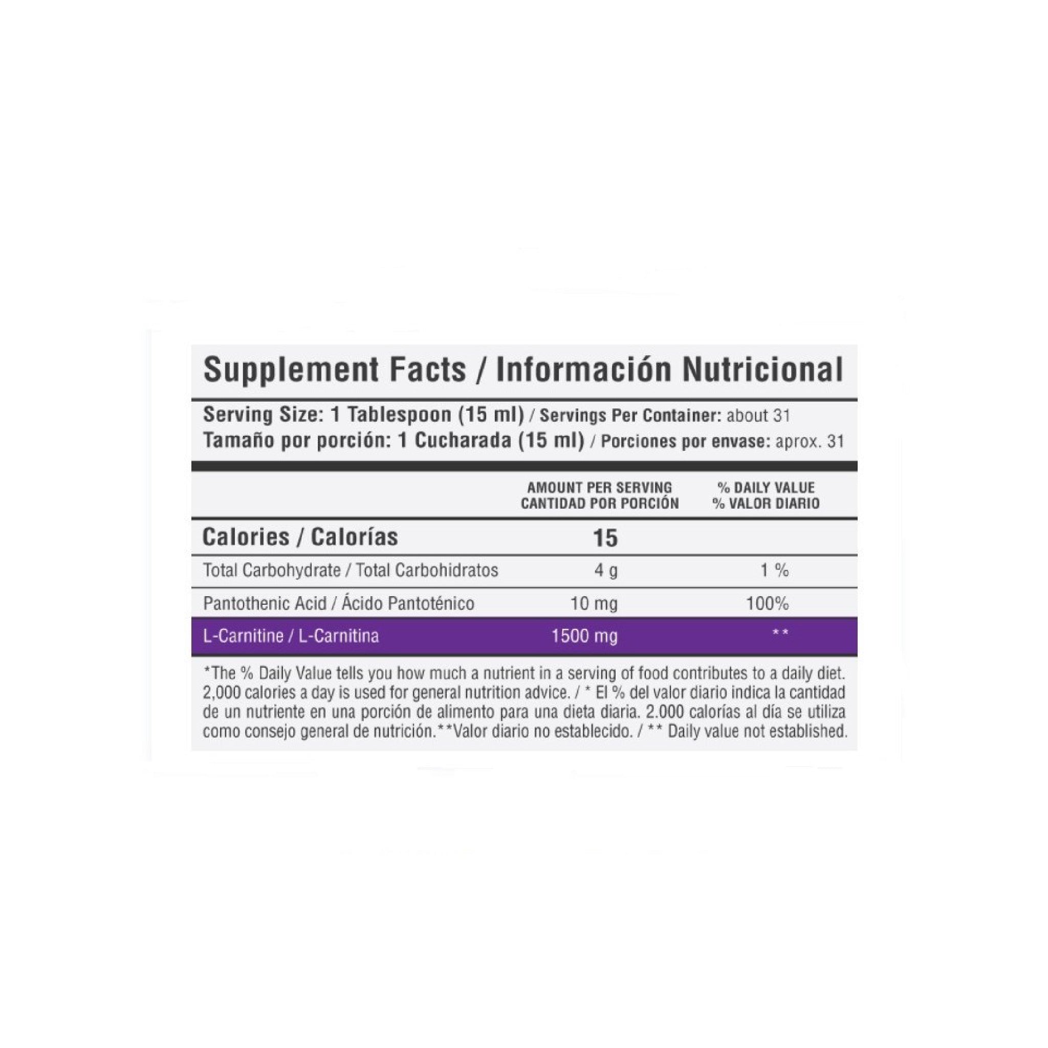 L Carnitine 1500mg Liquid Healthy Sports