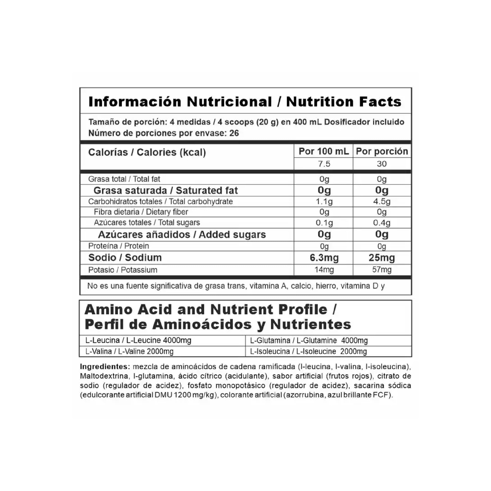 Aminoácido Nitro Shock 520g 26 servicios Nutramerican Pharma