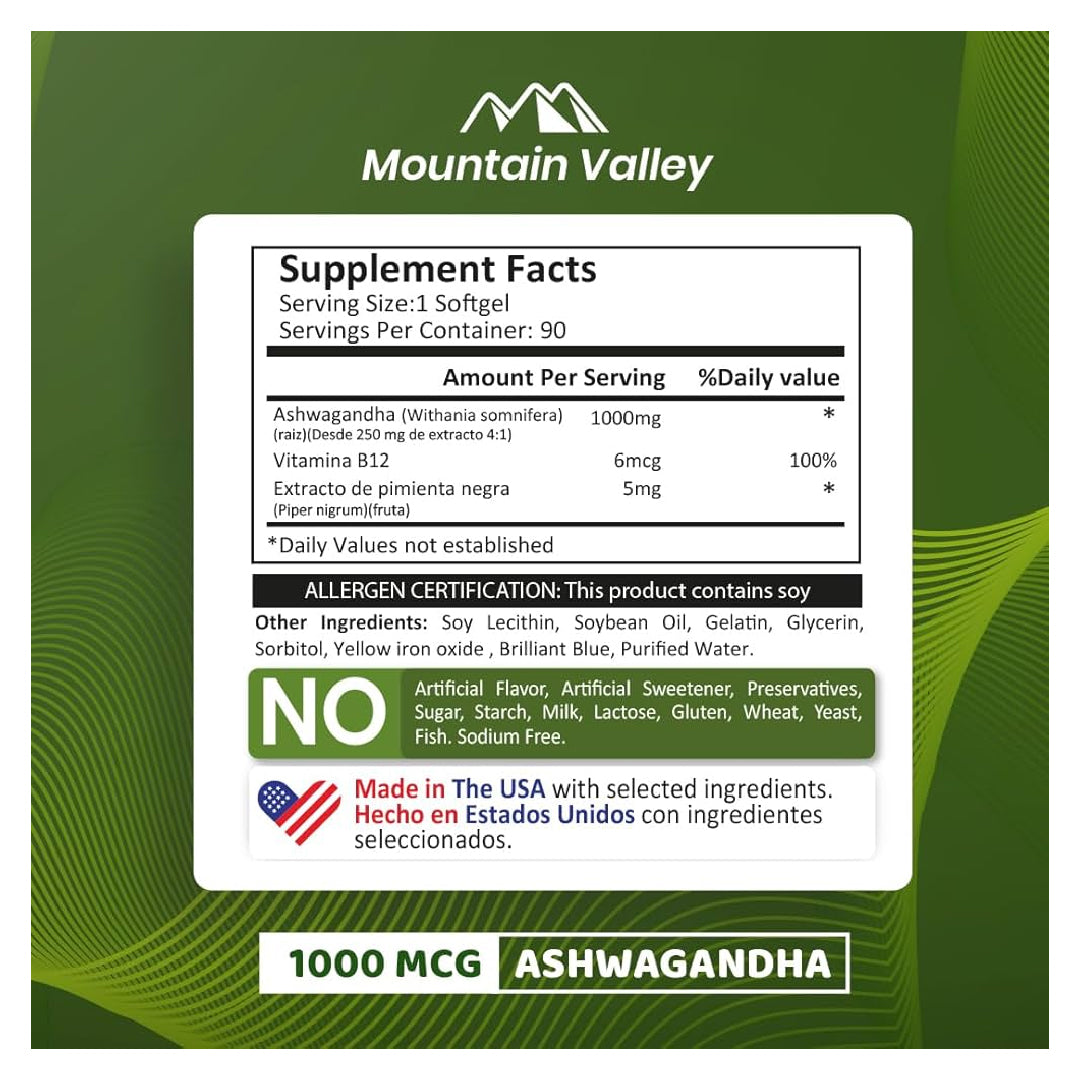 Ashwagandha  90 cápsulas Mountain Valley