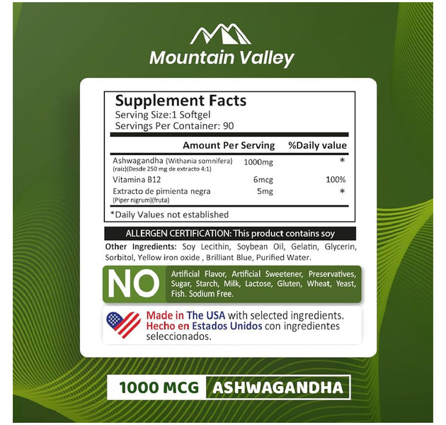 Ashwagandha  90 cápsulas Mountain Valley