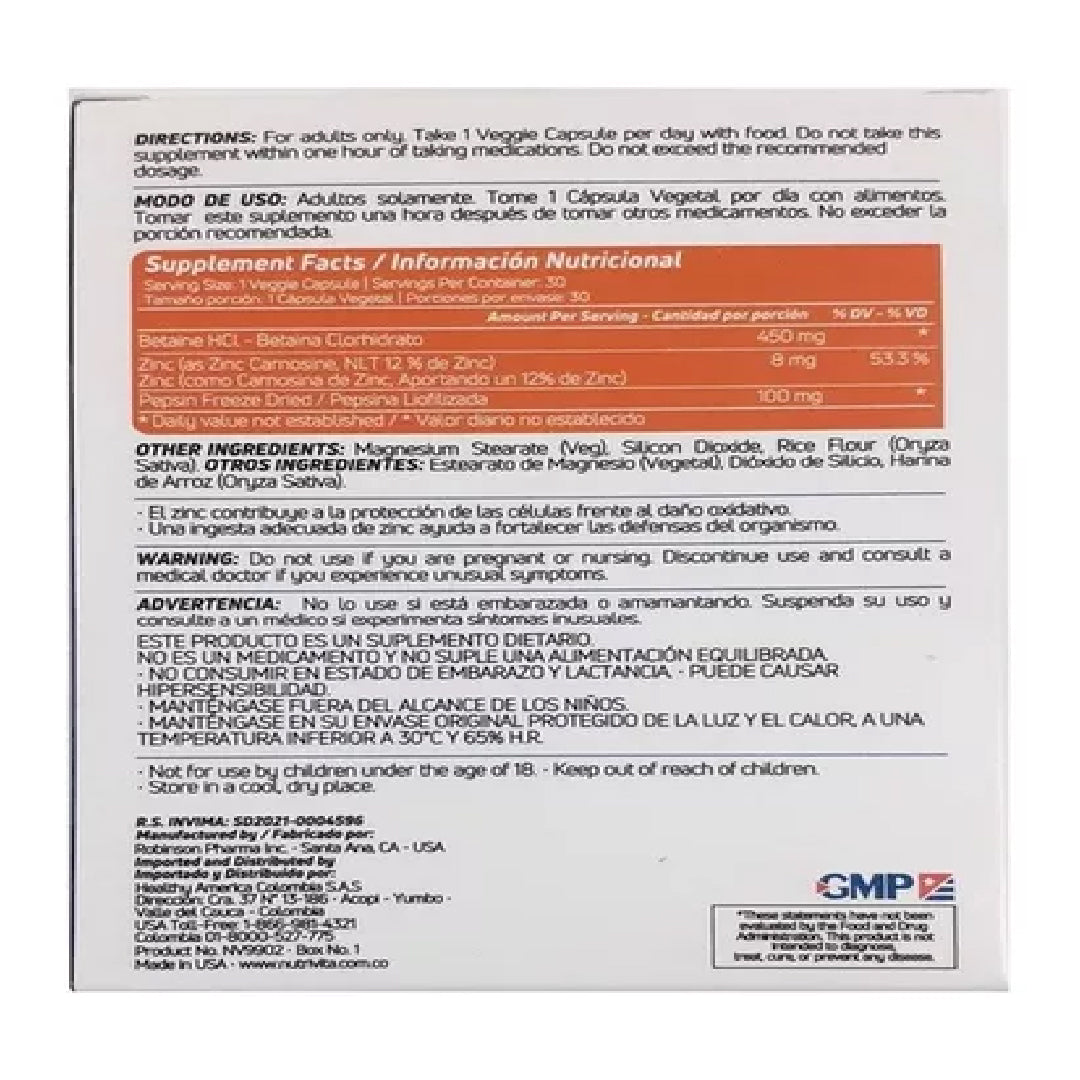 Betapepzinc 30 Capsulas Nutrivita