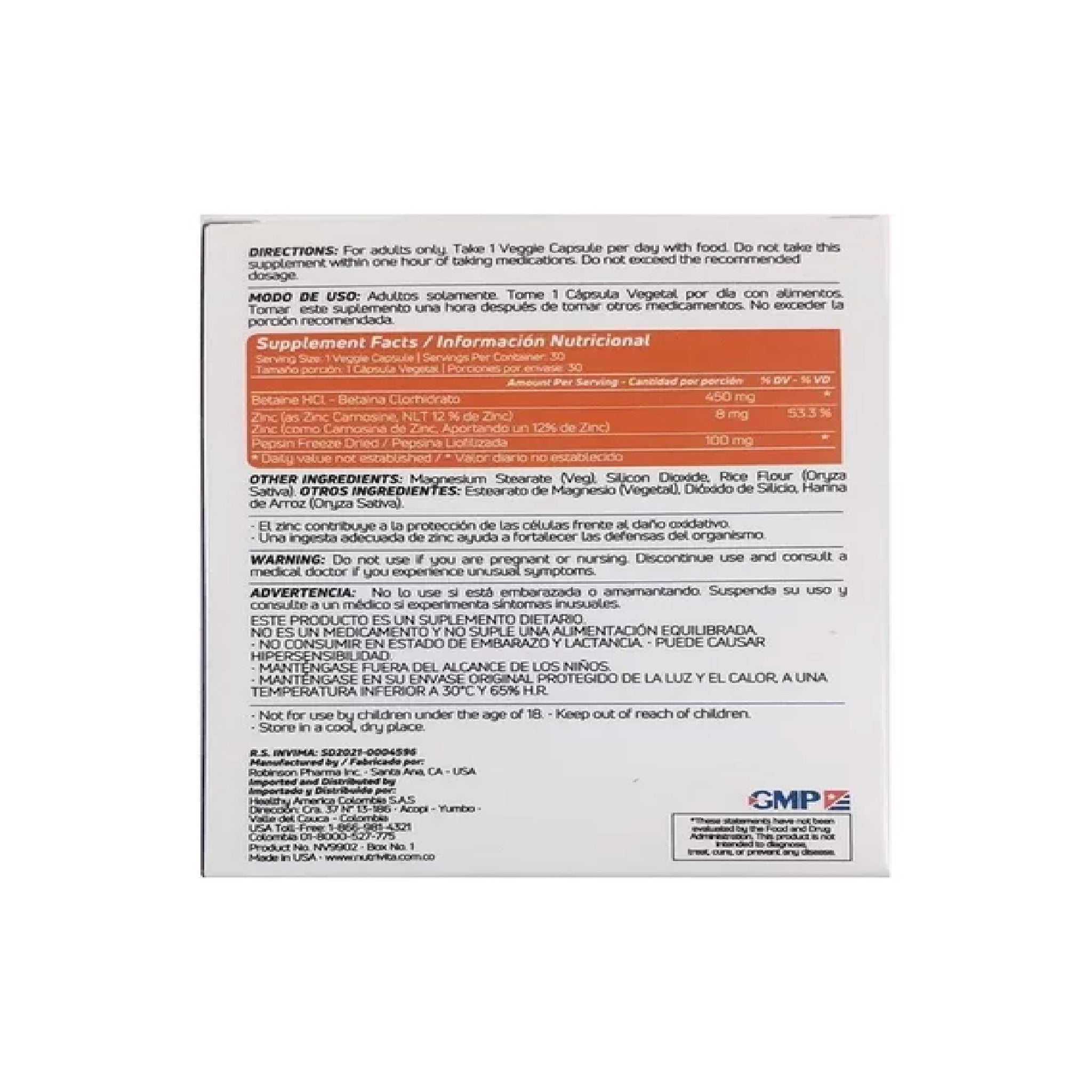 Betapepzinc 30 Capsulas Nutrivita
