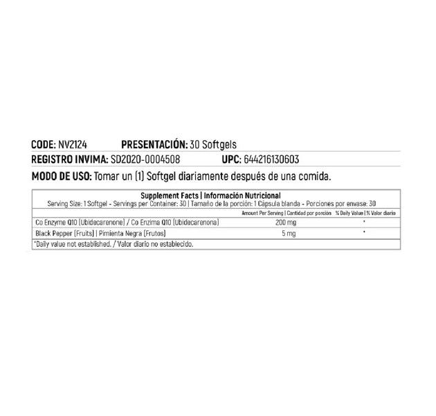 C-zyme Q10 with Bioperine 30 capsulas Nutrivita