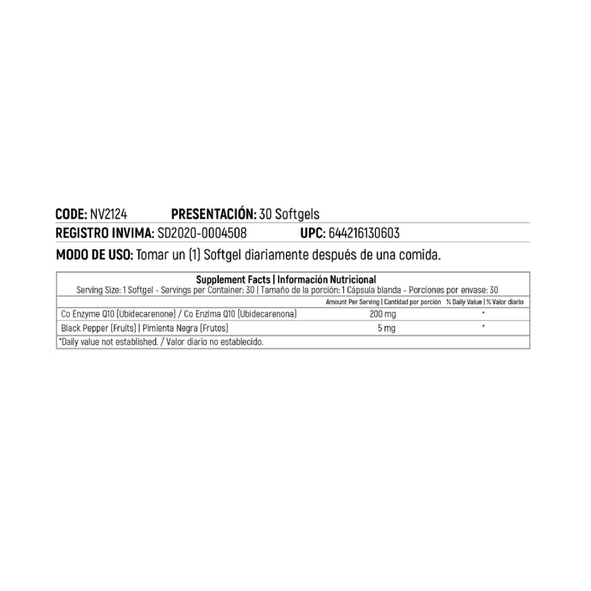 C-zyme Q10 with Bioperine 30 capsulas Nutrivita