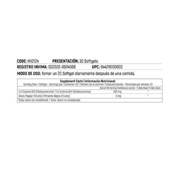 C-zyme Q10 with Bioperine 30 capsulas Nutrivita