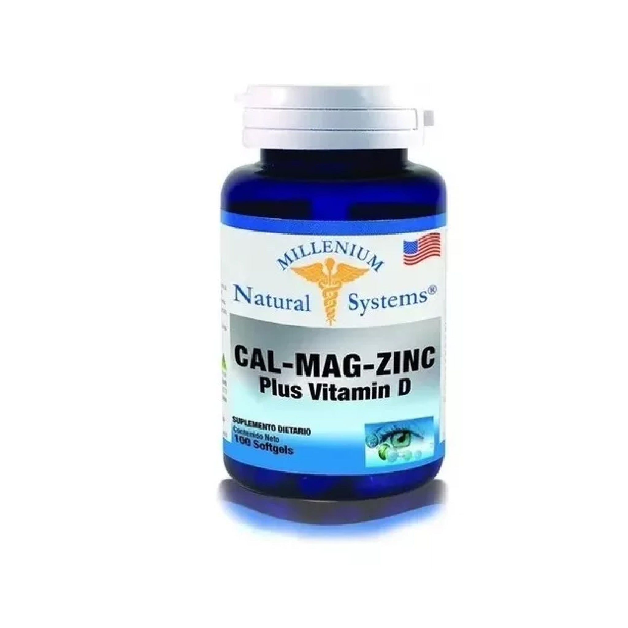 CAL-MAG-ZINC Plus vitamina D 100 tabletas Millenium Natural Systems