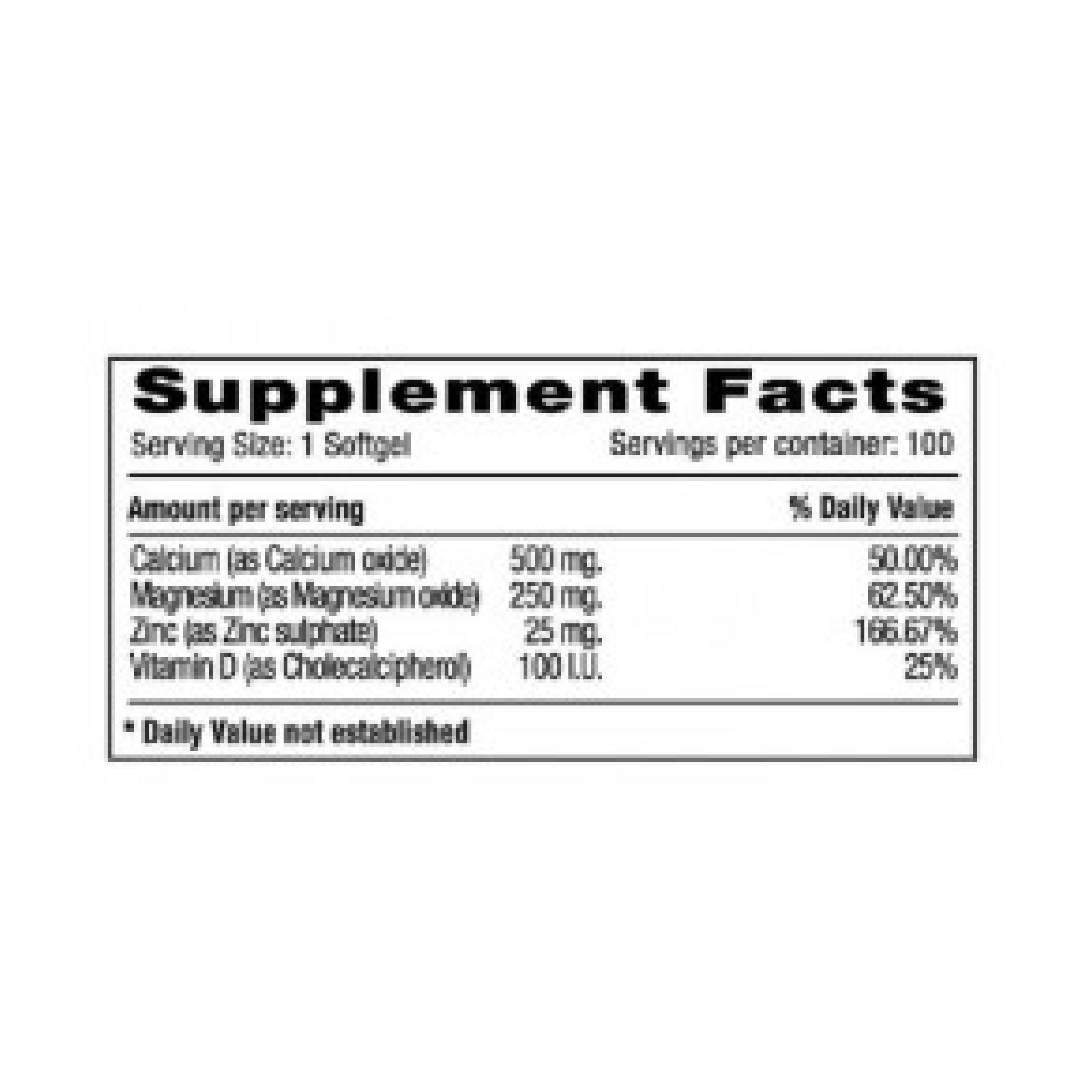 CAL-MAG-ZINC Plus vitamina D 100 tabletas Millenium Natural Systems