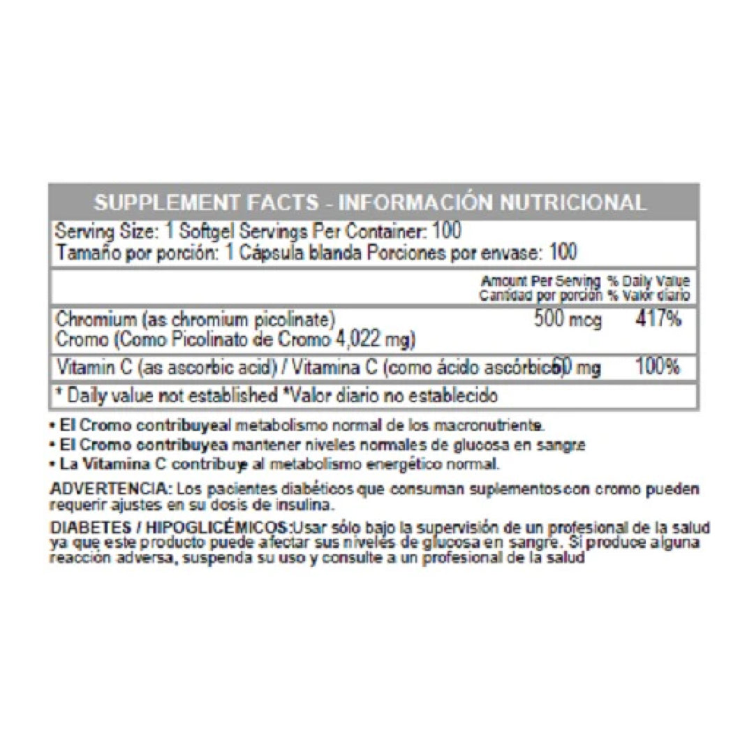 Chromium Picolinate 100 tabletas Healthy America