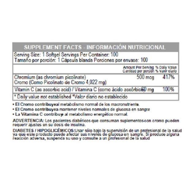 Chromium Picolinate 100 tabletas Healthy America