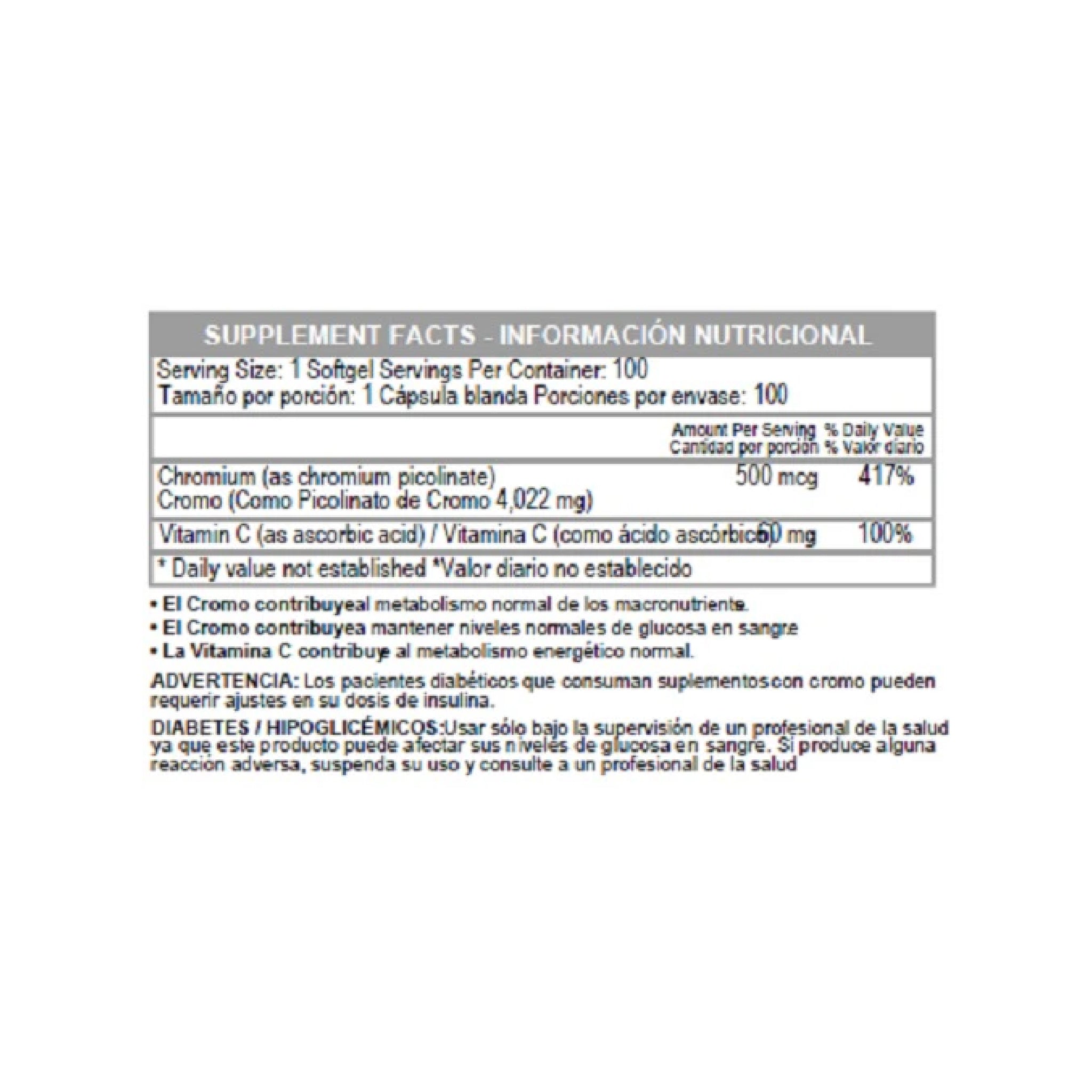 Chromium Picolinate 100 tabletas Healthy America