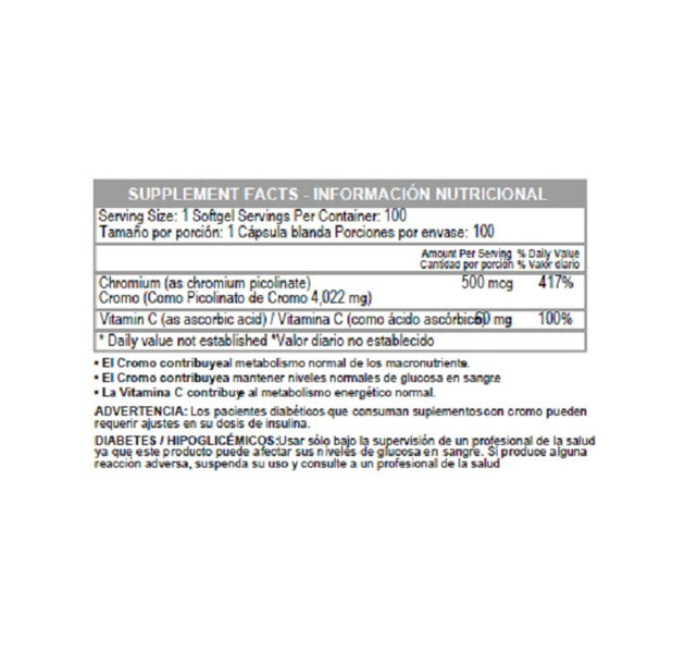 Chromium Picolinate 100 tabletas Healthy America