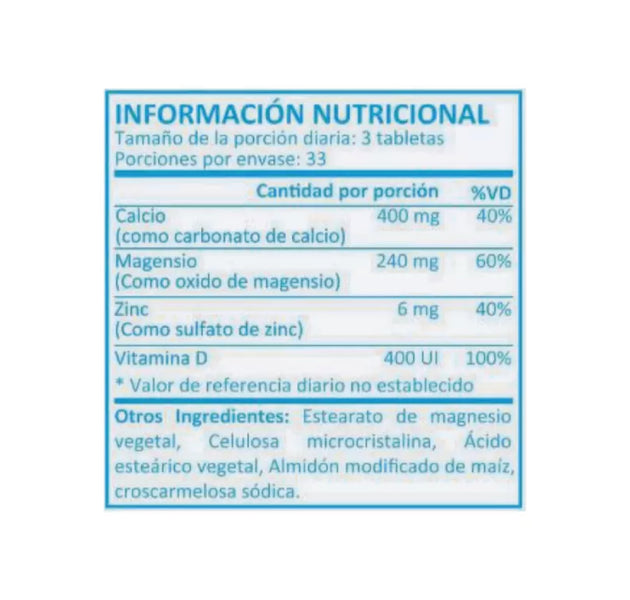 CAL-MAG-ZINC +Vitamina D - 100 Tabletas Xtralife