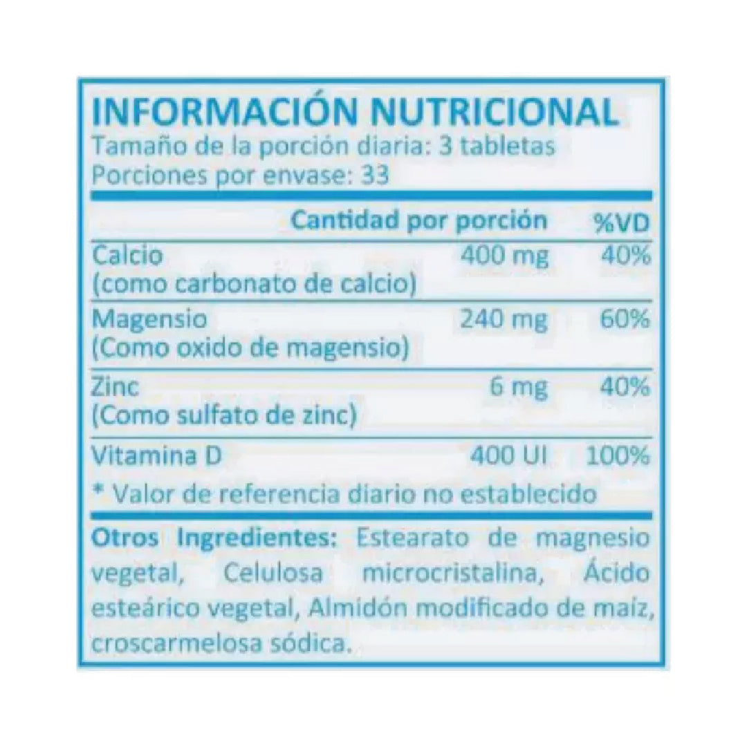 CAL-MAG-ZINC +Vitamina D - 100 Tabletas Xtralife