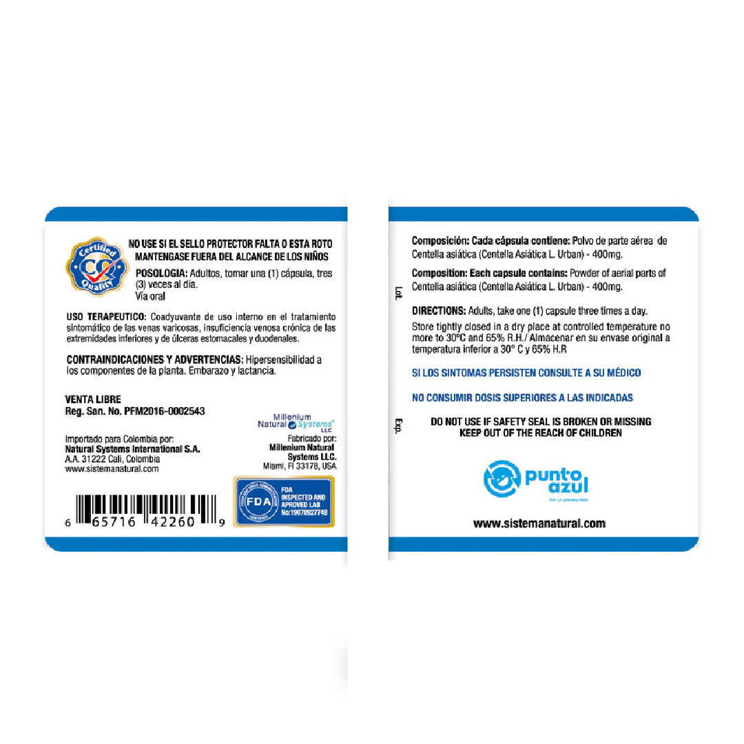 Centella Asiática 60 Cápsulas Natural Systems