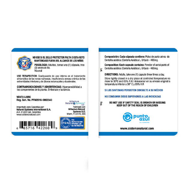 Centella Asiática 60 Cápsulas Natural Systems