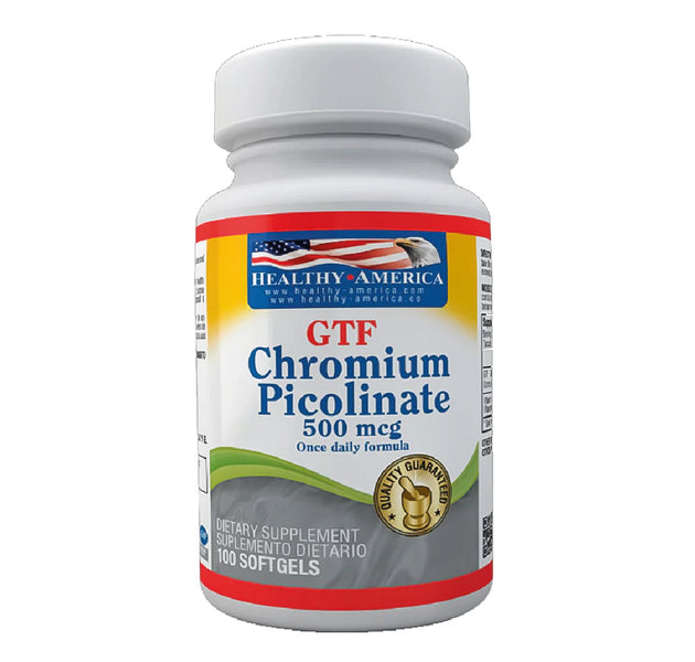 GTF Chromium Picolinate 500 mcg 100 tabletas Healthy America