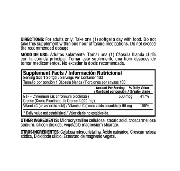 GTF Chromium Picolinate 500 mcg 100 tabletas Healthy America