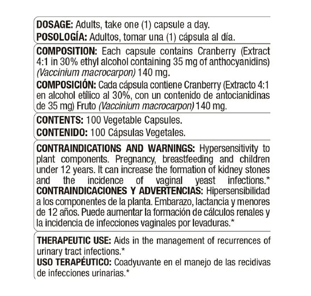 Cranberry 100 Capsulas Medical Green