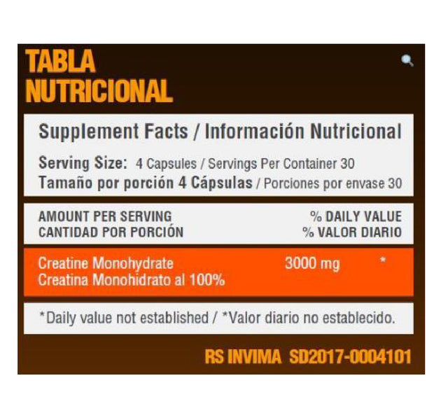 Creatine monohiydrate 3000mg x120 caps Healthy Sports