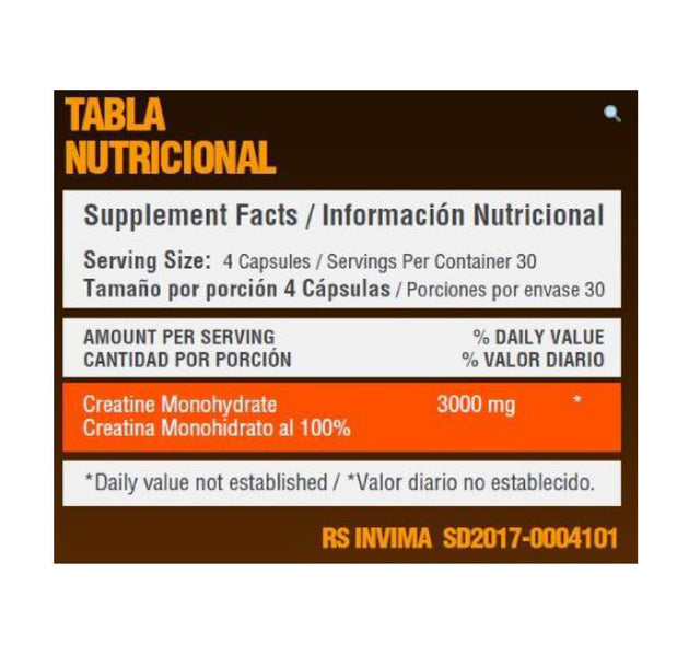 Creatine monohiydrate 3000mg x120 caps Healthy Sports