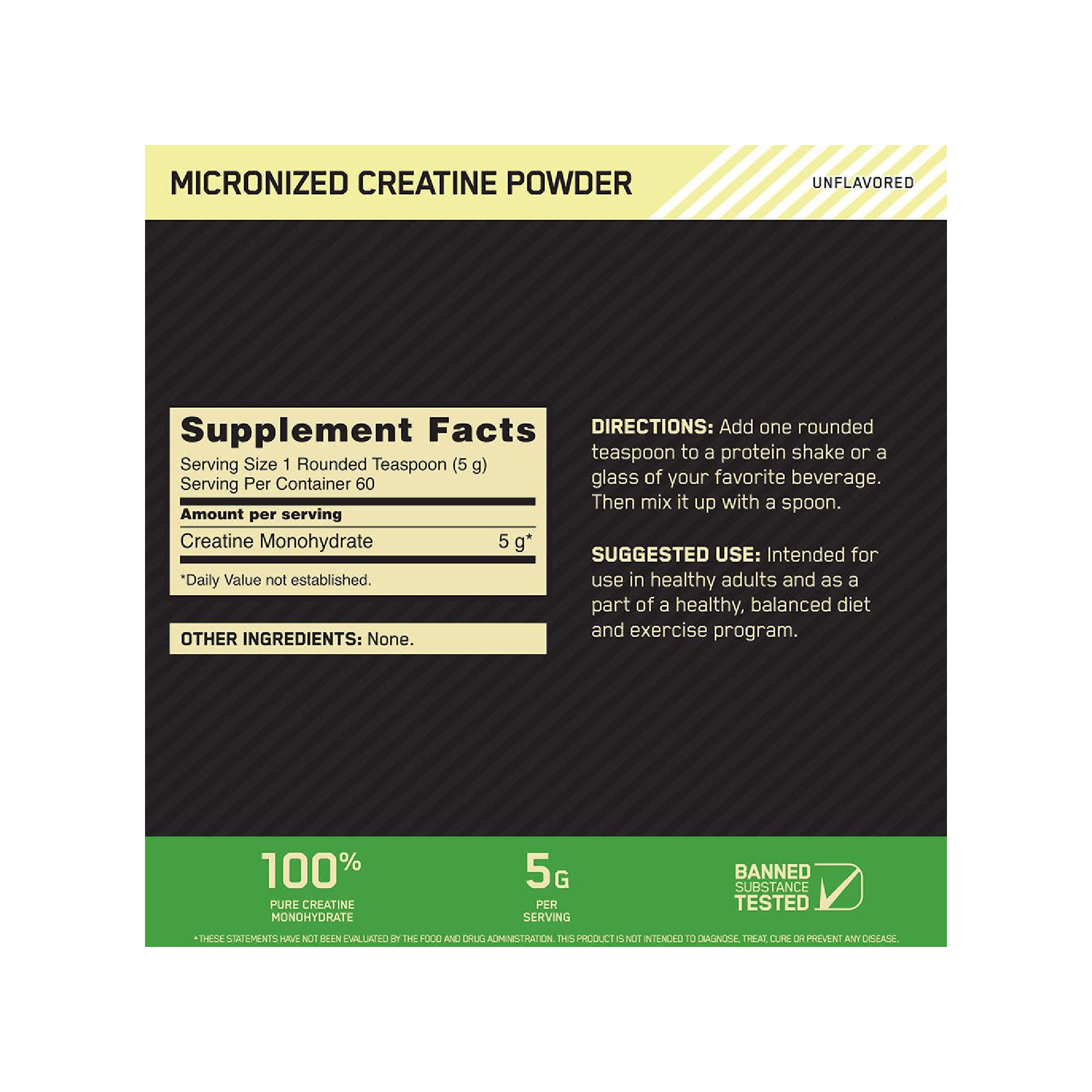 Creatine Powder Micronized 60 servicios Optimum Nutrition