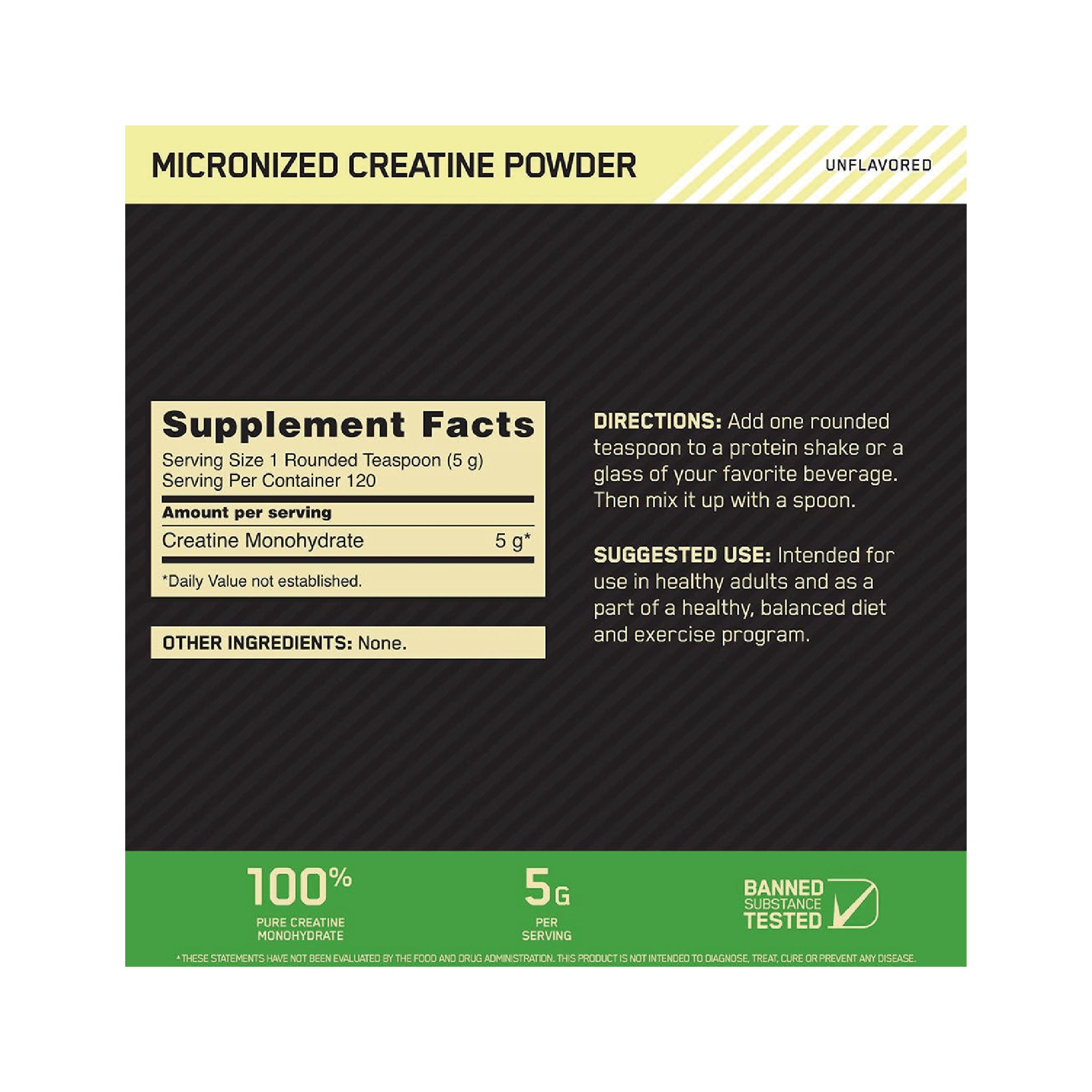 Creatine Micronized 600g - 120 Servicios Optimum Nutrition