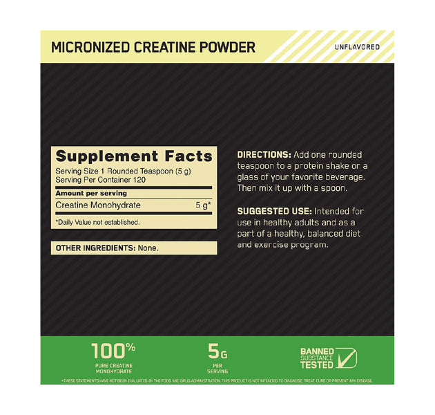 Creatine Micronized 600g - 120 Servicios Optimum Nutrition