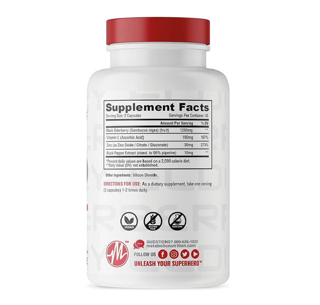 Elderberry 90 Capsulas Metabolic Nutrition