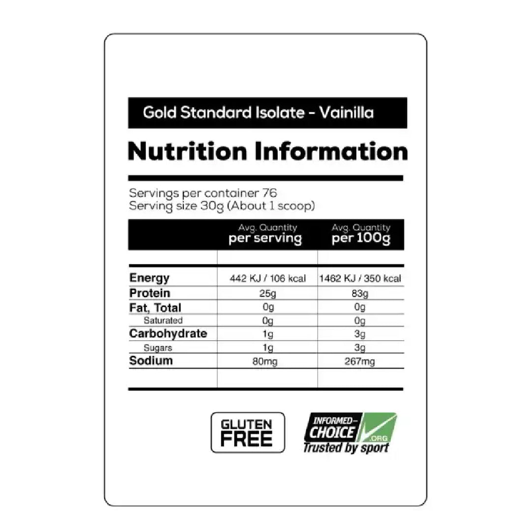 Proteína Gold Standard 100% Isolate 2.91 Libras Optimum Nutrition