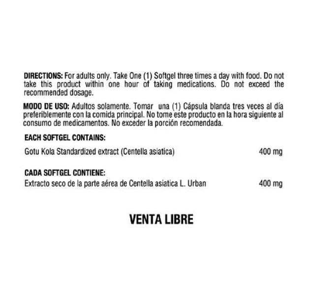 Gotu Kola Centella Asiatica 60 Capsulas Healthy America