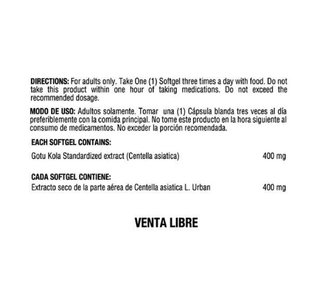 Gotu Kola Centella Asiatica 60 Capsulas Healthy America
