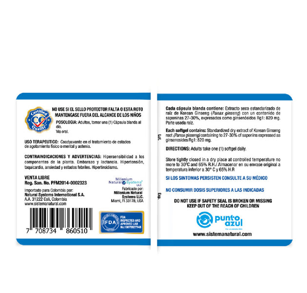 Korean Ginseng 60 tabletas Natural Systems