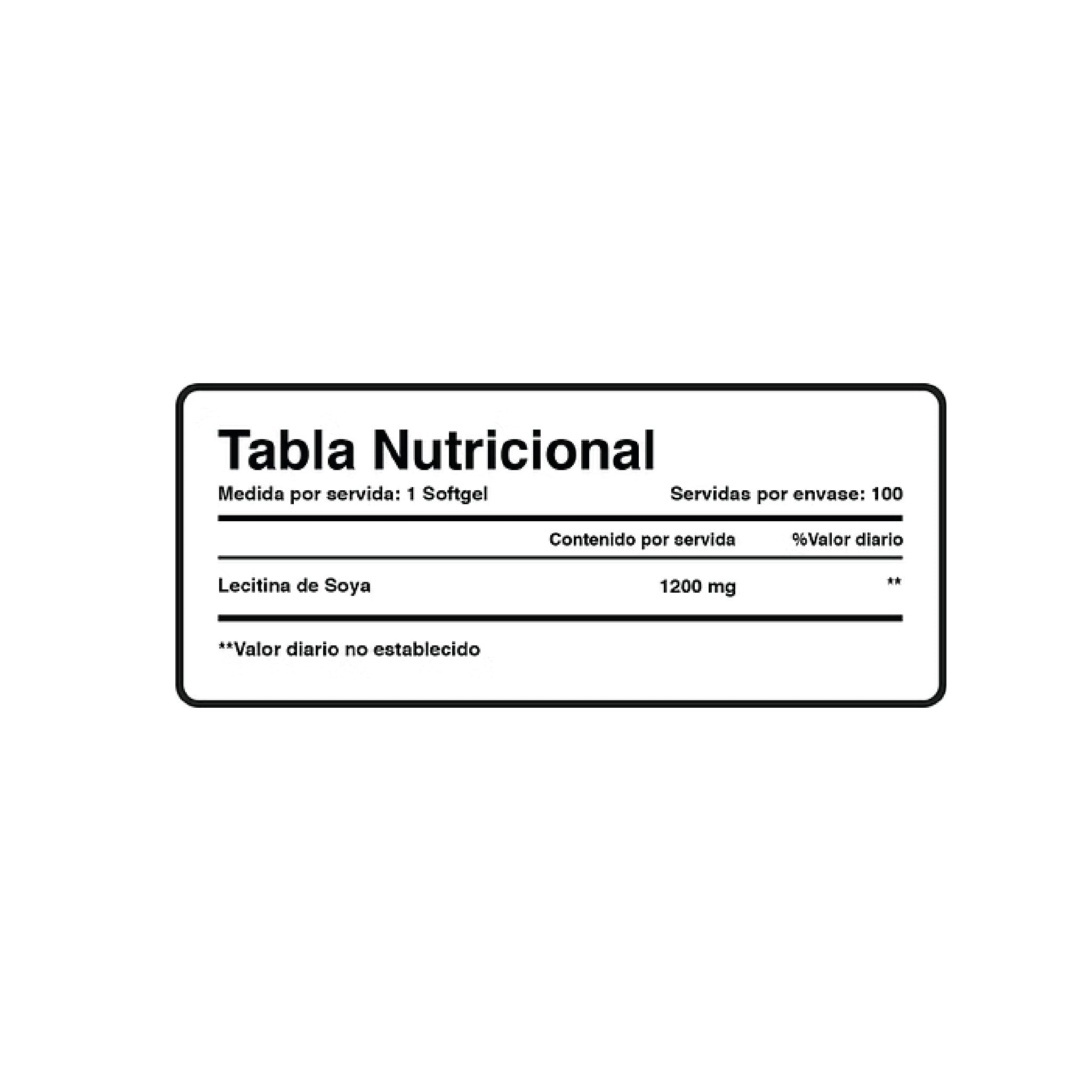 Lecithin 1200 mg 100 Capsulas Xtralife