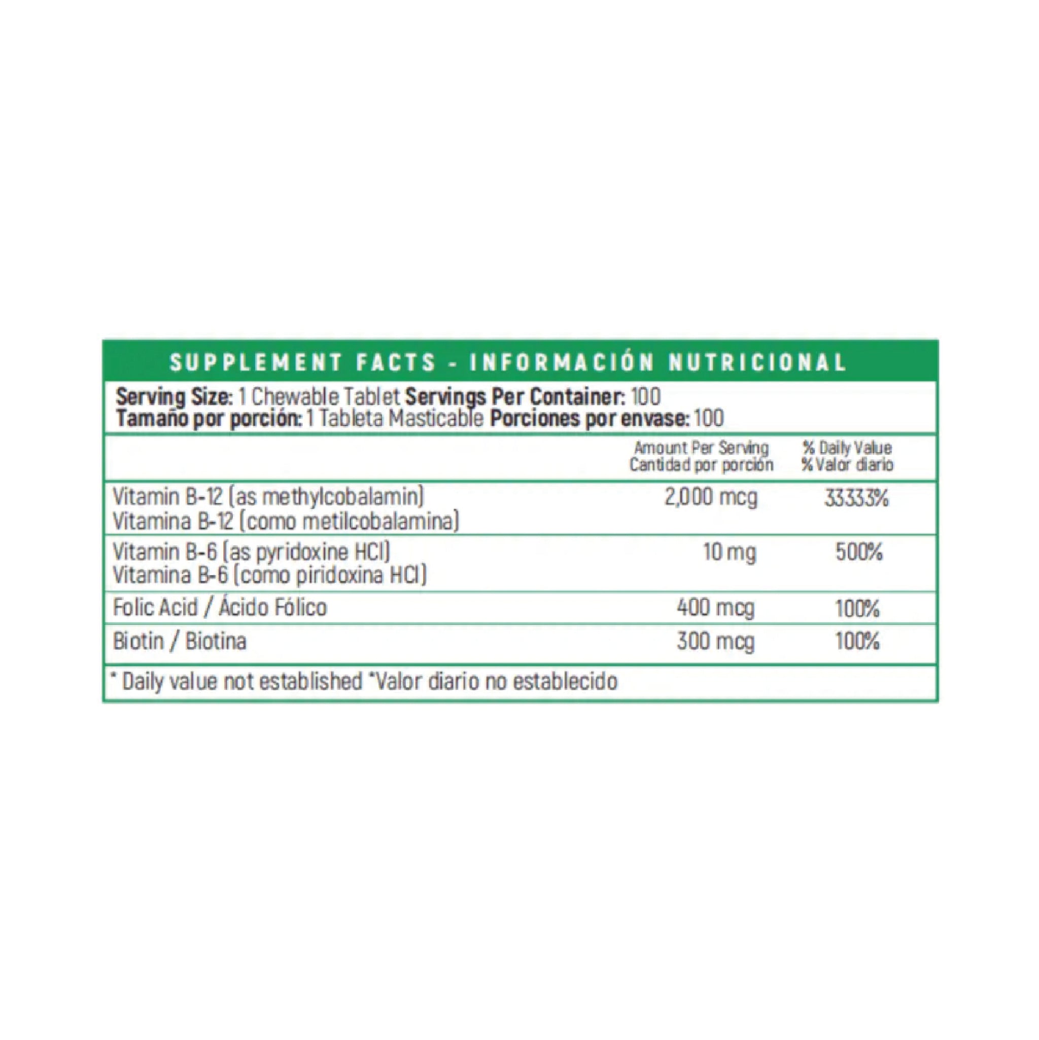 Methylcobalamin - B12 Complex 100 Tabletas Nutrivita